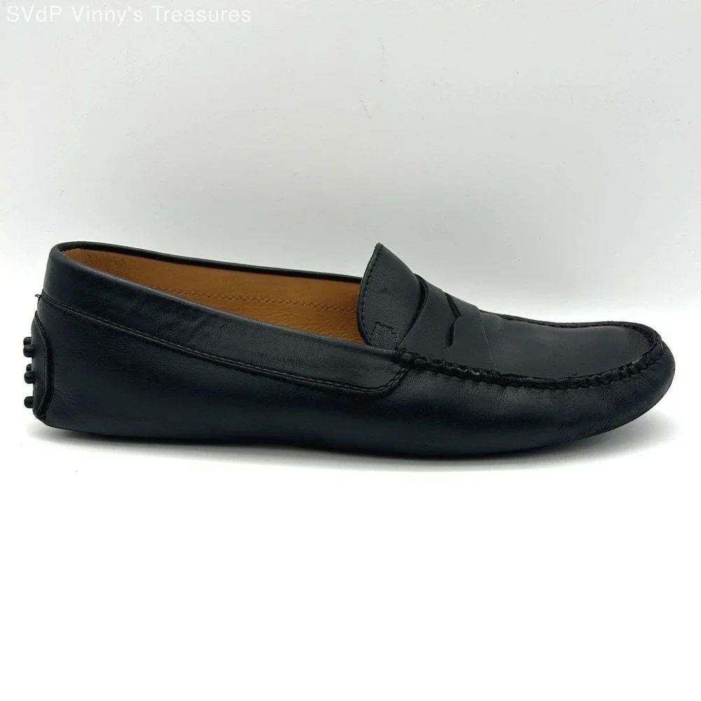 Tod's Gommino Black Leather Penny Loafer Driving Shoes Men's Size 9.5